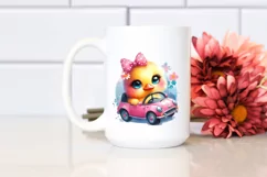 Vibrant Smiling Baby Duck in Car | Clipart Product Image 2