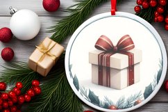 Watercolor Christmas Gift Round Ornament PNG Product Image 2