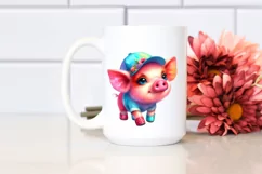 Colorful Cute Baby Pig Clipart Product Image 2