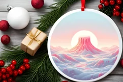 Pastel Candy Winter Scene Round Sticker PNG Product Image 2