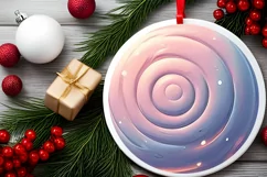 Pastel Candy Winter Scene Round Sticker PNG Product Image 2