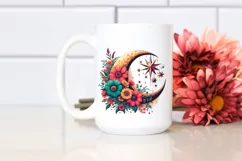 Vibrant Half Moon with Hanging Stars, PNG Product Image 2
