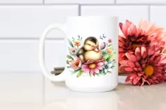 Colorful Baby Duck Sleeping in Flower | Clipart Product Image 2