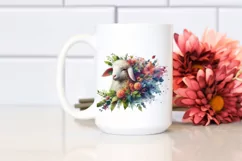 Abstract Vibrant Watercolor Lamb with Flowers, Transparent Product Image 2