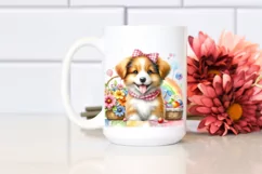 Colorful Watercolor Cute Dog Clipart Product Image 2