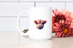 Colorful Baby Highland Cow with Jungle Background PNG Product Image 2