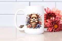 Cute Baby Dog from Wood Bucket, PNG Product Image 2
