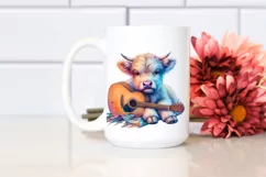 Colorful Baby Cow with Guitar PNG Product Image 2