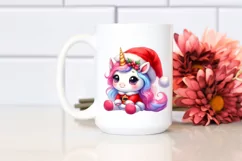 cute unicorn Santa | Sublimation | Clipart Product Image 2