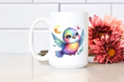 Colorful Baby Hummingbird with Moon | Sublimation | Clipart Product Image 2