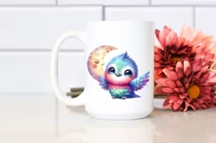 Colorful Baby Hummingbird with Moon | Sublimation | Clipart Product Image 2