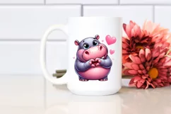 Funny Cute Hippo Smiling Love Sign Clipart Product Image 2