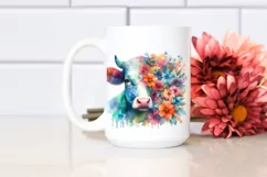 Half Flower Cow Watercolor | Sublimation Clipart Product Image 2