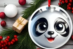 Shiny Panda Face Round Ornament Sublimation PNG Product Image 2