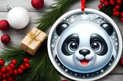 Shiny Panda Face Round Ornament Sublimation PNG Product Image 2