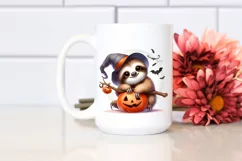 Digital Painting Sloth on Halloween Moon, PNG Product Image 2