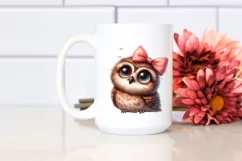 Funny Baby Owl Portrait Bow Clipart Product Image 2
