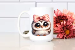 Funny Baby Owl Portrait Bow Clipart Product Image 2