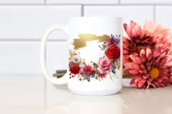 Vibrant Abstract with Gold Foil and Red Roses | Clipart Product Image 2