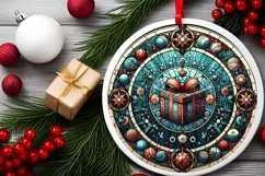 Round Christmas Ornament Sublimation|Clipart Product Image 2