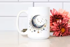Vibrant Moon with Stars Drawing PNG Product Image 2
