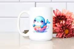 Colorful Baby Whale in Tea Cup | Clipart Product Image 2