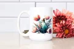 Abstract Watercolor Bottle with Tulip | Clipart Product Image 2