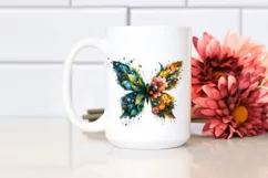 Vibrant Butterfly with Flowers PNG Product Image 2