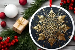Snow Flake Christmas Round Cute Ornament Sublimation Product Image 1