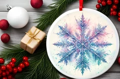 Snow Flake Christmas Round Cute Ornament Sublimation Product Image 1