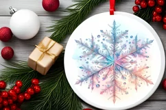 Snow Flake Christmas Round Cute Ornament Sublimation Product Image 1