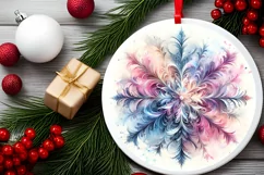 Snow Flake Christmas Round Cute Ornament Sublimation Product Image 1