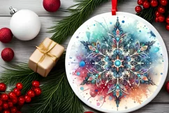 Snow Flake Christmas Round Cute Ornament Sublimation Product Image 1