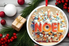 Noel Candy Christmas Round Cute Ornament Sublimation Product Image 1