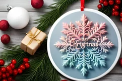 Snow Flake Christmas Round Cute Ornament Sublimation Product Image 1