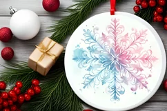 Snow Flake Christmas Round Cute Ornament Sublimation Product Image 1