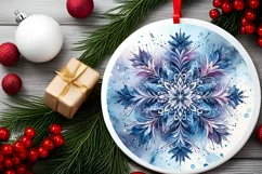 Snow Flake Christmas Round Cute Ornament Sublimation Product Image 1