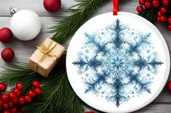 Snow Flake Christmas Round Cute Ornament Sublimation Product Image 1