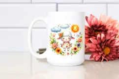 Colorful Cute Lamb in Whimsical Sun Clipart Product Image 2