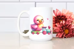 Colorful Smiling Baby Duck Train Clipart Product Image 2