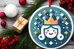 Round Christmas Ornament Sublimation|Clipart Product Image 2