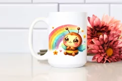 Cute Baby Plush Bee with Rainbow PNG Product Image 2