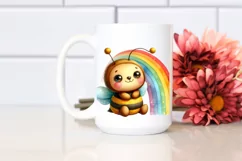 Cute Baby Plush Bee with Rainbow PNG Product Image 2