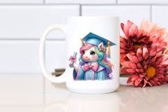 Colorful Baby Unicorn with Graduation Gown PNG Product Image 2