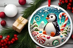Round Christmas Ornament Sublimation|Clipart Product Image 1