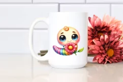Colorful Baby Worm with Flowers | Clipart Product Image 2
