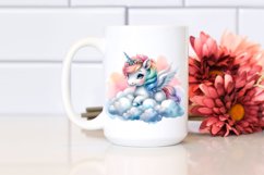 Unicorn Clouds Watercolor Pastel Clipart Product Image 2