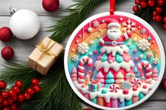 Round Christmas Ornament Sublimation|Clipart Product Image 1