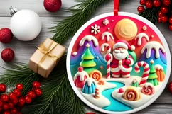 Round Christmas Ornament Sublimation|Clipart Product Image 1