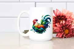 Vibrant Chicken with Plant Leaves PNG Product Image 2